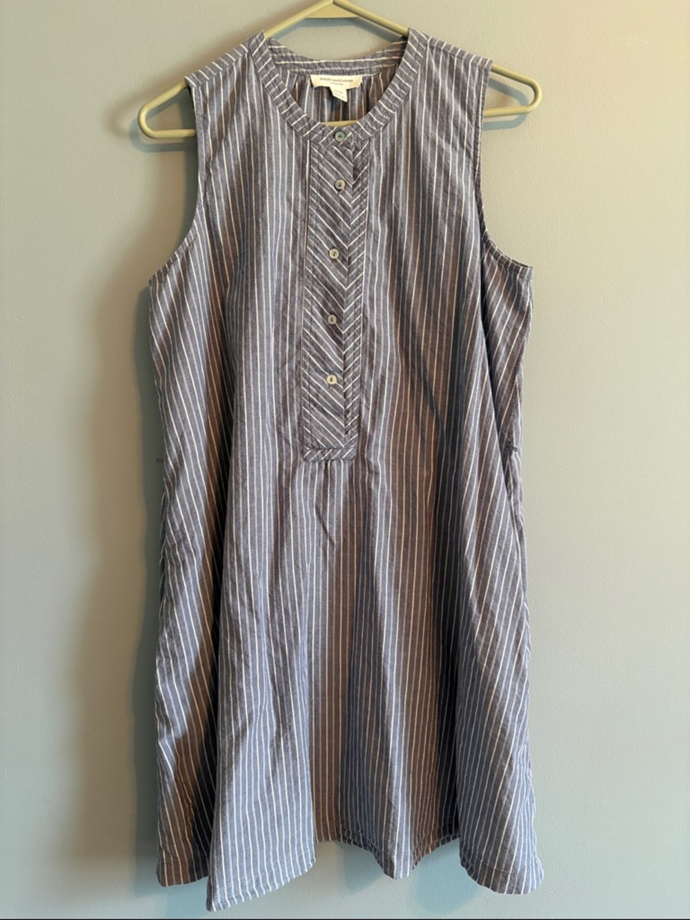 beachlunchlounge Blue & White Striped Button-Front Mumu Dress